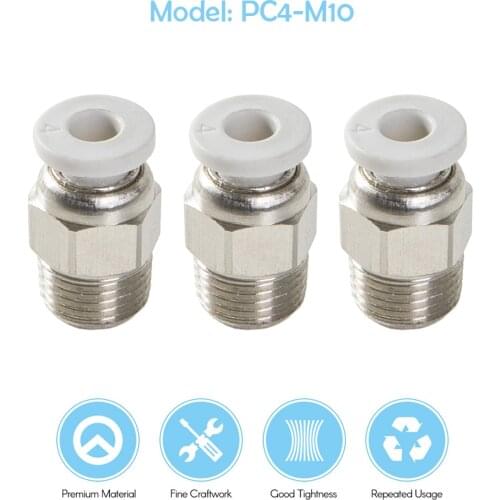 Aibecy PC4-M10 Male Straight Pneumatic Tube Push Fitting Connector for CR-10 Series / Ender-3 Bowden Extruder 3D Printer