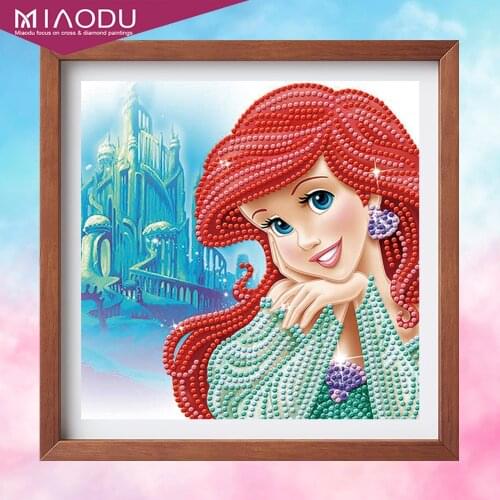 Disney The Little Mermaid Ariel 5D DIY Diamond Painting Cartoon Cross Stitch Round Diamond Mosaic Picture Rhinestones Home Gift