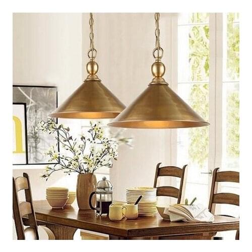 American Loft Style Pure Copper Vintage Pendant Light Fixtures For Dining Room LED Hanging Lamp Decor Indoor Lighting Lamparas