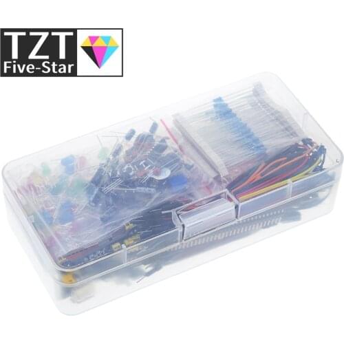 Electronics Component Basic Starter Kit with 830 Tie-points Breadboard Cable Resistor Capacitor LED Potentiometer Box Packing
