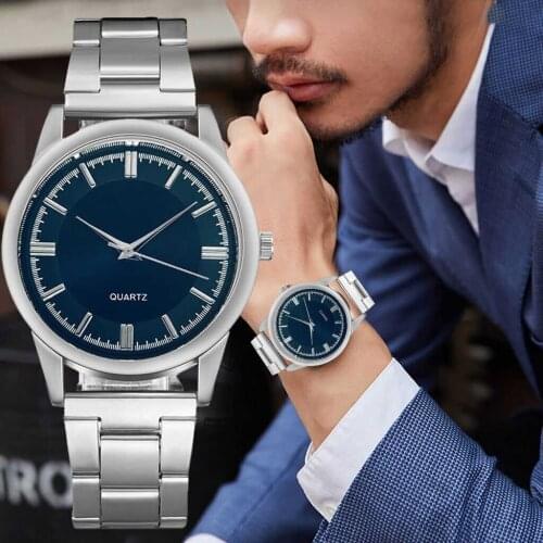 Classical Mens Business Watch Fashion Casual Stainless Steel Dial Mesh Belt Wristwatches Simple Dial Male Quartz Watches