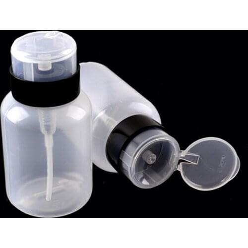 Travel Transparent With Black 1pcs/lot Plastic Nail Polish Remover Dispenser Refillable Bottles 210ml Pressed Pump Spray Bottle