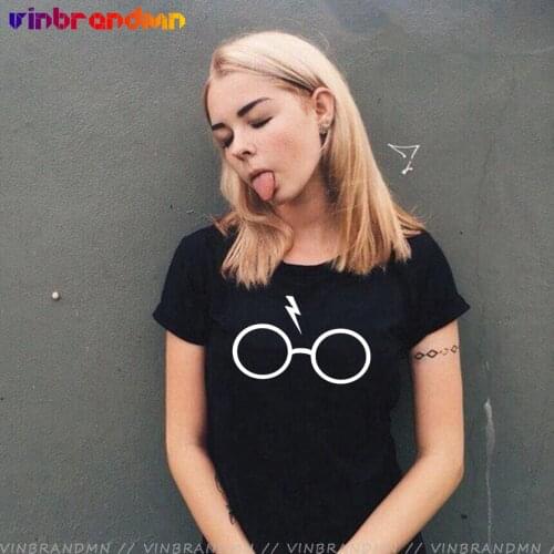 Lightning Glasses T-Shirt Women Cool Streetwear Flash Glasses Graphic Hipster TShirt Glasses-lovers Harajuku Tee Nerd Style Tops