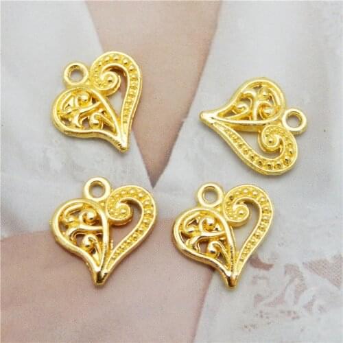 GraceAngie 20PCS Gold Love Hearts Charms Necklace Pendant For Bracelet Jewellry Making Keychain Gold Dangel Earrings DIY Gift