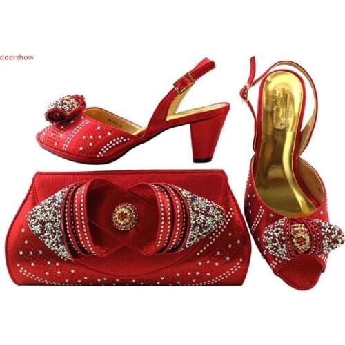Doershow Italian Shoe With Matching Bag New Arrival Design Matching Italian Shoe And Bag Set Italy Matching shoeAnd bag LULU1-42