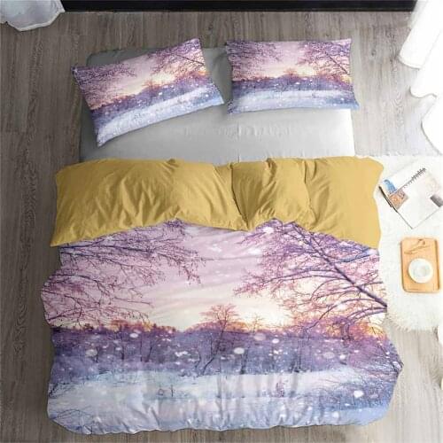 3D Bedding Set Forest snow scenery Print Duvet cover set lifelike bedclothes with pillowcase bed set home Textiles #2-06