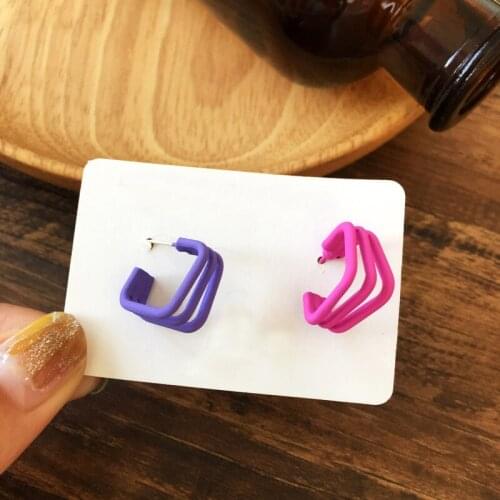 Girls Colorful Cute Aesthetic Earrings Multi Layers Geometric Hypoallergenic Earrings