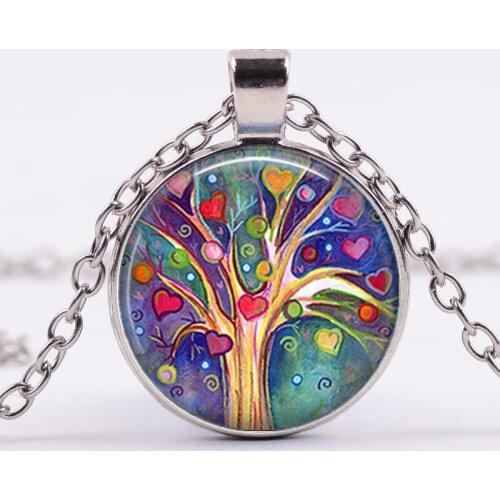 Tree of Hearts Pendant, Tree of Hearts Necklace, Valentine Gift Valentines Gift Romantic Gift Christmas Gift Glass Necklace