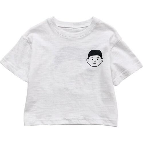 Summer boys cartoon thin cotton Tees 1-6 years kids loose short sleeve T shirts children white Tops
