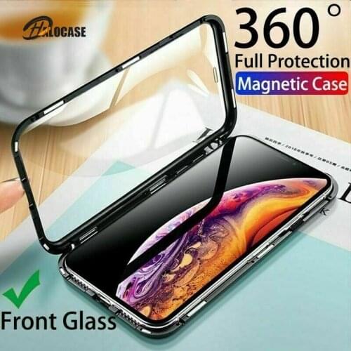 Magnetic Metal Double Side Glass Case For iphone 12 11 Pro MAX SE 2020 X XR XS MAX 7 8 Plus Front and Back Cover Coque