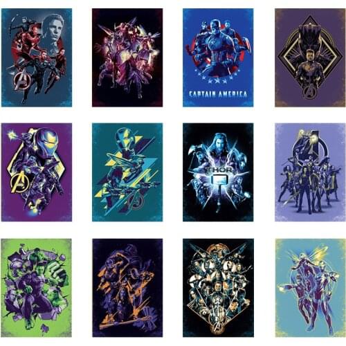 Marvel Thor Iron Man Captain America Avengers Movie Series Retro Canvas Painting Poster Living Room Wall Artist Home Decor