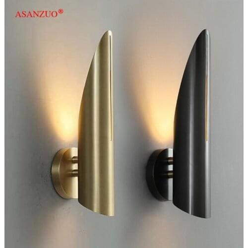Nordic minimalist copper wall lamps bedroom bedside lamp modern living room corridor aisle cafe bar Barss wall lamp
