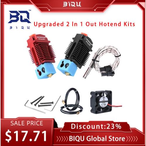 Upgraded 2 In 1 Out Hotend Double Colors 3D Printer Parts With Fan kits12V/24V Heater 1.75mm Filament For Ender 3