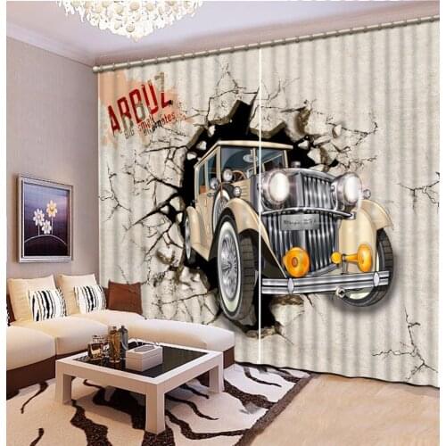 Fashion Customized 3D Curtain Car Hole In The Wall Curtain 3D Bathroom Shower Curtain Blackout 3D Curtains