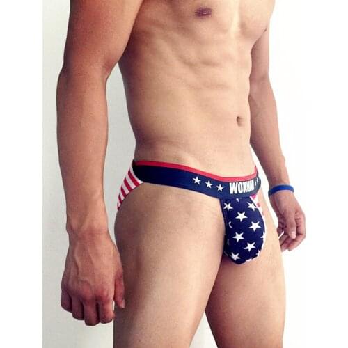 Mens underwear flag pattern cotton high fork brief men cueca masculina unterhosen herren sexy briefs men pouch man panties