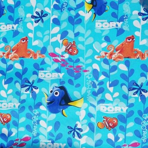 Cartoon Disney Finding Dory Blue 100% Cotton Fabric for Boy Clothes Hometextile Cushion Cover Needlework DIY