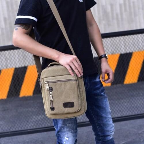 New Korean mens messenger bag canvas bag multifunctional handbag casual bag retro mens shoulder bag fashion mens bag purse