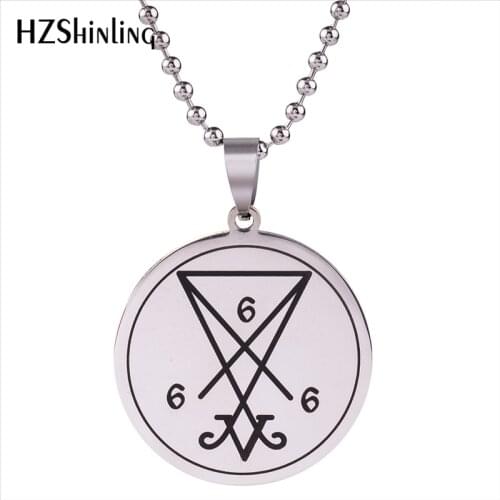 2018 New Stainless Steel Satanic Sigil Of Lucifer Baphomet Lilith Pentagram Pendant Necklace Satanism Jewelry Ball Chain HZ7