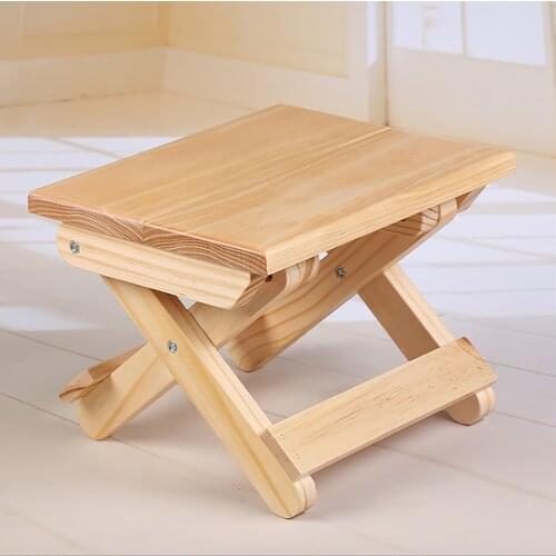 Solid Folding Stool Bathroom Step Stool Bedroom Kitchen Footstool Outdoor Fishing Chair Wooden Small Bench Stool