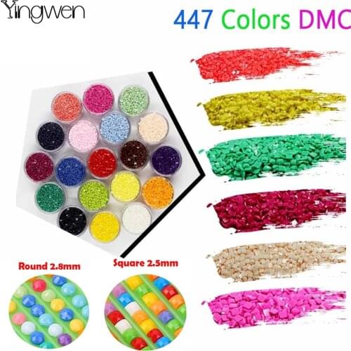 Wholesale DMC 447 Colour Full Round/Square Diamond Rhinestone Painting Diy Diamond Art Sale Full Stone Crystal Beads Accessory