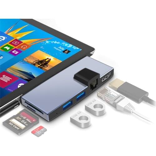 Reilim miniDP to usb 3.0 HUB card reader HDMI 100Mbps Gigabit Ethernet adapter SD/TF micro SD for Microsoft Surface Pro 4 5 6