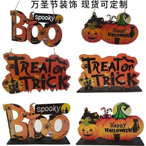 Halloween Decoration Wooden Pumpkin Pendants Ghost Crafts Party Festive DIY Decoration for Home Door Hanging Signs Kids Toy 1pc