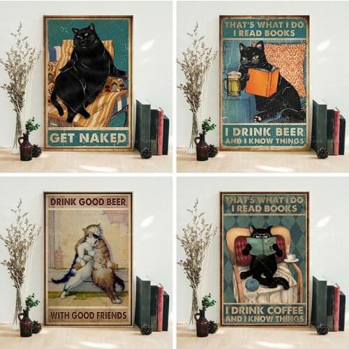Drink Good Beer With Good Friends Poster, Cat Poster, Funny Cat Art, Beer lover gift, Bar decor, Cat Lover Gift, Cat artwork