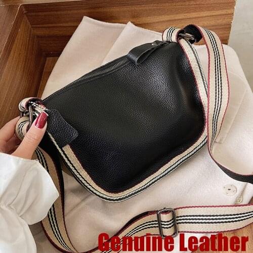 Simple Brand Shoulder Bags Pouch Solid Color Women 100% Genuine LeatherCrossbody Bags Popular Female Messenger Bag