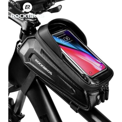 Rockbros Bicycle Bag Under 6.5 Inches Waterproof 1.7L Top Tube Handle Handbag Large Capacity Touch Screen Mobile Phone Bracket