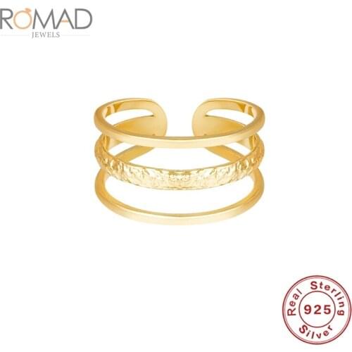 ROMAD Multi-layer Open Adjustable Rings S925 Sterling Silver Hollow Ring For Women Gold Ring Fashion Jewelry Anillos Mujer