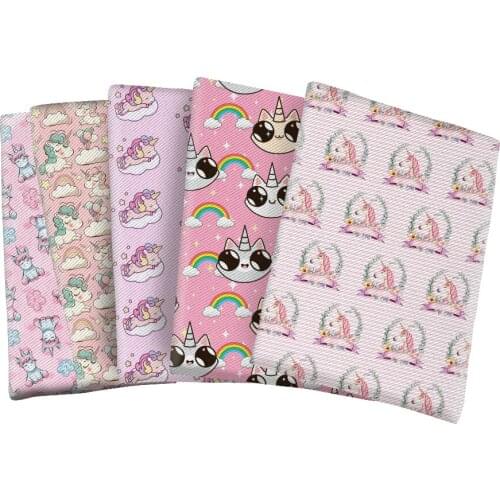 Twill Polyester Cotton Fabric Printed Unicorn Pattern for DIY Bag Earring Hair Bow Center Making 50*145cm