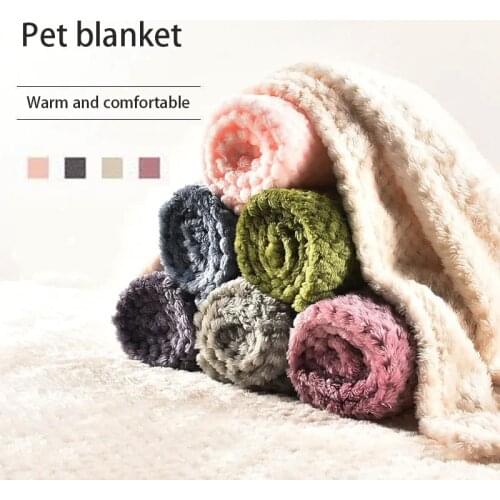 Thick Flannel Pet Mat Soft and Fluffy High Quality Solid Color Pet Blanket Warm and Comfortable Dog Cat Blanket Pet Supplies