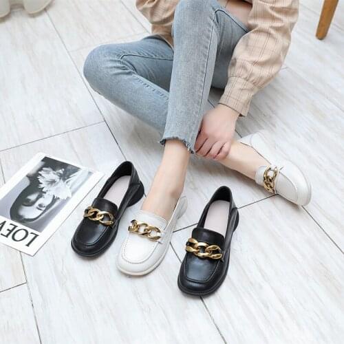 Patent leather small white shoes women leather large size loafers spring 2021 new flat versatile loafer single shoes