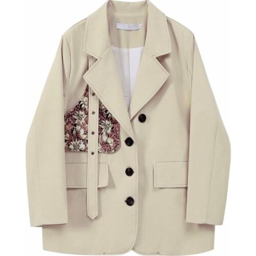 Spring And Autumn Casual Loose Blazer For Women Single-breasted Designer British-style Suit Top