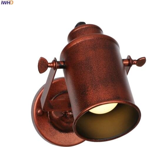 IWHD Rustic Antique Vintage Wall Lamp Beside Bedroom Bathroom Mirror Light Retro LED Wall Lights Sconce Wandlamp Lampara Pared