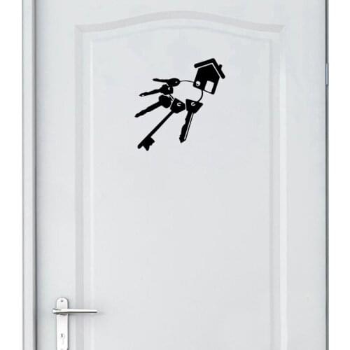YOJA 22*21.5CM Bunch Keys Ring Keychain House Creative Decal Door Wall Sticker Styling Black A40588