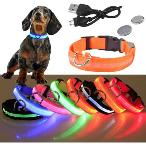 USB Rechargeable Pet Dog LED Glowing Collar Luminous Flashing Necklace Outdoor Walking Night Safety Supplies
