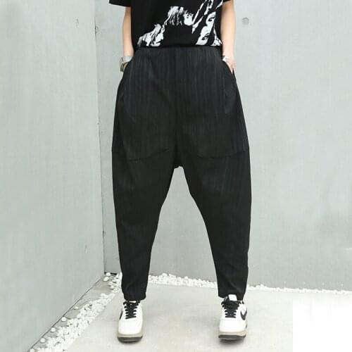 2021 New Spring Autumn High Elastic Waist Black Striped Wide Leg Loose Pants Women Trousers Fashion Tide