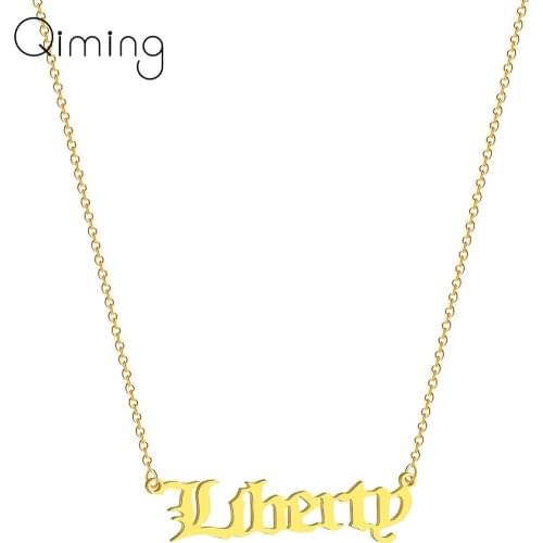 Handmade Liberty Letter Pendant Womens Necklace Gold Fashion Hanmade Thin Chain Everyday Name Necklaces Dropship