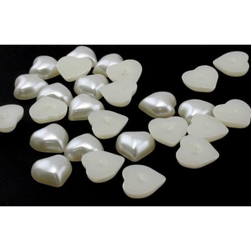 100pcs 15mm Ivory Pearl Resin Heart Flatbacks Cabochons Embellishments For Cardmaking DIY Wedding Crafts