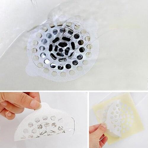 30PCS Justdolife Disposable Non Woven Sink Strainer Peel & Stick Hair Trap Drain Strainer Shower Drain Hair Catcher Stopper