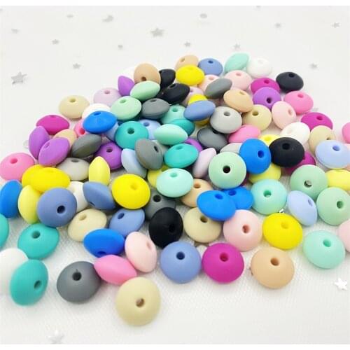500pcs 12mm Lentil Silicone Beads Food Grade Rodent DIY Baby Pendant Necklace Baby Teether Charms Newborn Nursing Accessory