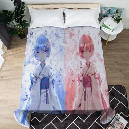 Anime Re:Life In A Different World From Zero Bed Sheet Coverlet Children Room Bed Sheet Bed Linen (NO Duvet Cover Pillowcase) 07
