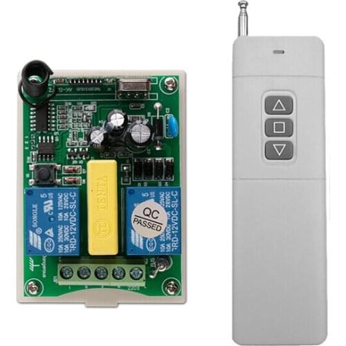 Garage door controller AC 220 V 2 CH RF Wireless Remote Control 1* Receiver +1* Transmitter tubular motor 300m