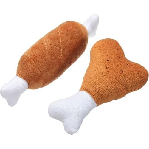 Large 20cm Chicken Legs Plush Toys Chewing Bone Squeak Sound Toys Interactive Children Funny Party Time Teeth Cleaning Toy Pet