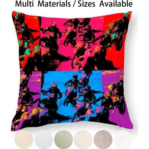 Race Mania Motocross Racers Pillow Case Throw Pillow Cover Cotton Linen Flax Motocross Motox Kamen Rider Sporting Events Moto X