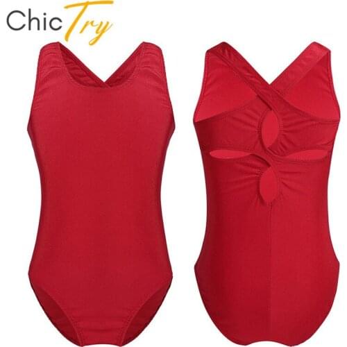 ChicTry Kids Teens Professional Ballet Leotard Children Girls Flower Cutout Back Gymnastics Leotard Bodysuit Stage Dance Costume