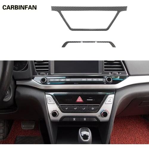 Carbon fiber pattern Central control air conditioning decorative strip Trim For Hyundai Elantra 2016 2017 2018 2019 C2008