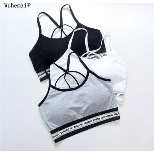Breathable quick-dry non-splicing sports bras without rims conjoined cup bra US-backed English alphabet new parachute vests