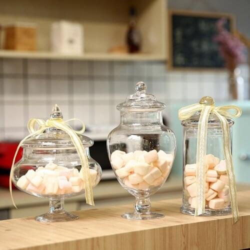 European Lead-Free Glass Candy Jar Transparent Storage Tank Wedding Dessert Decoration Candy Snacks Dried Fruit Jar